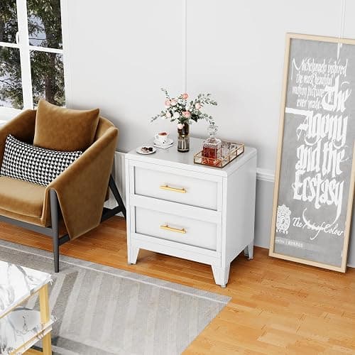 Ckzbx Metal Dresser Narrow Dresser for Bedroom Chest, 26.42" H Drawer Chest, Closet Dressers & Chests of Drawers for Living Room, Hallway (2 Drawers White 24inch Wide) thumbnail 7