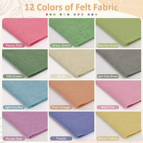 XSEINO 12 Rolls 8"x35" 1.4mm Thick Soft Felt Fabric Sheet 12 Assorted Morandi Series Colors Felt Pack for DIY Craft Sewing Squares Nonwoven Patchwork thumbnail 2