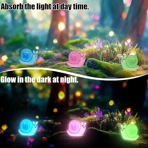 Yuronam 50 PCS Luminous Mini Snail Miniature Snails Glow in The Dark Tiny Snail Figurines for Garden Miniature Moss Landscape Decoration (Multi Colors) thumbnail 3