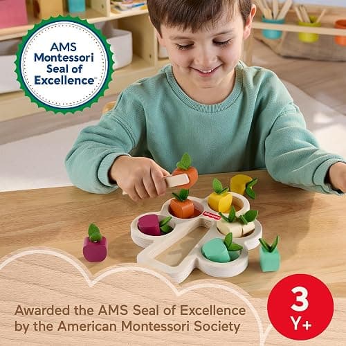 Fisher-Price Wood Montessori Toy Sorting Tree, American Montessori Society Seal of Excellence, Wooden Learning Activity Puzzle & Expert Play Tips for Preschool Kids Ages 3+ Years thumbnail 3