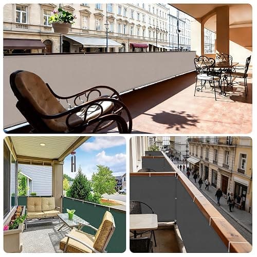Sunnylaxx Balcony Privacy Screen Waterproof Windproof 0.9x2m Taupe. thumbnail 6