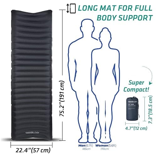 TREKOLOGY UL80 Ultralight Sleeping Pad – Inflatable Camping Sleeping Pad - 40D Nylon Compact Hiking Mat – Lightweight Air Mattress for Backpacking & Tent Camping thumbnail 2