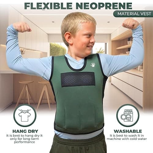 Weighted Vest For Kids - Adjustable Compression Vest With Six Removable Weights Included - Breathable Snug Fit Design thumbnail 7