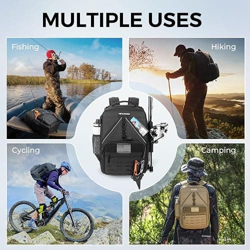 KastKing KarryAll KastMate Fishing Tackle Backpack,Water-Resistant Tackle Bag With 2 Rod Holders,Fishing Gear and Equipment With Large Gear Storage,Black thumbnail 7