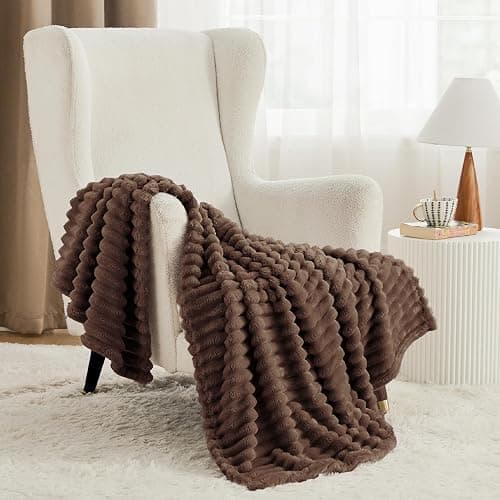 Bedsure GentleSoft Fondue Fudge Fleece Blanket for Couch - Cozy Soft Blankets for Women, Cute Small Throws for Girls, 50x60 Inches thumbnail 2