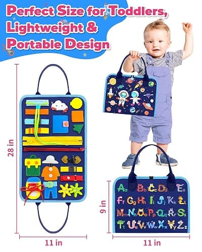 Gojmzo Busy Board Montessori Toys for Toddler Boy Birthday Gifts, Busy Book Sensory Toys for Toddlers, Learning Educational Toddler Travel Activities thumbnail 2