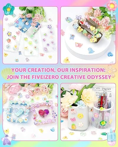 FIVEIZERO 100PCS Cute Slime Charms Bulk Set – Kawaii Flatback Resin Charms for Crafts, Mini Decoden Acrylic Embellishments for Phone Junk Cases, Scrapbooking & DIY Decoration (Pink) thumbnail 5