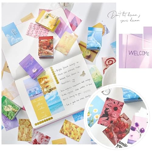 6 Sets 300 Pcs Washi Stickers Set Cute Aesthetic Sticker Book for Journaling, DIY Decorative Paper Sticker Decals for Bullet Journal Art Scrapbooking Diary Card Craft Gift Album Notebook Stationery thumbnail 7