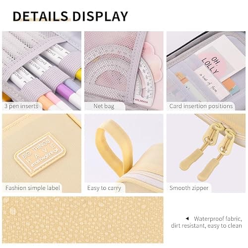 CICIMELON Durable Pen Pencil Case Big Storage Pen Pouch Bag for School Supplies College Teen Girls Adults, Beige thumbnail 5