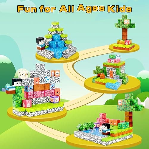 Hazms Magnetic Blocks 128Pcs Magnetic Building Blocks, Kids Toys for Boys and Girls Age 3+, Educational Sensory Magnetic Blocks Toys for Kids Birthday Gift - Style3 thumbnail 4