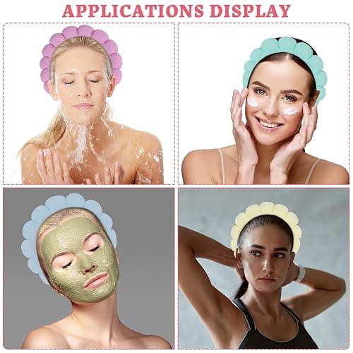 RAISEY 10 Pcs Spa Headband Bulk for Women Makeup Sponge Headband Puffy Hair Band for Washing Face Women Girls (Terry Cloth) thumbnail 6