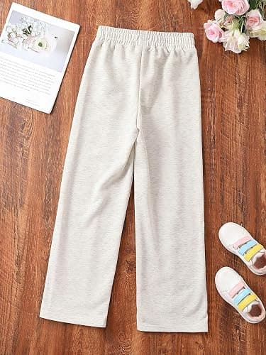 RoseSeek Girl's Jogger Swearpants High Elastic Waist Pants Casual Baggy Wide Leg Sweatpants with Pocket thumbnail 2