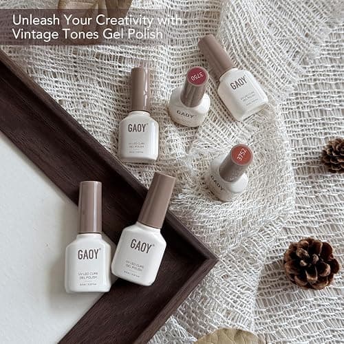 GAOY 42 Pcs Gel Nail Polish Set, 39 Neutral Colors, UV Gel, Vintage Tones | With Base Coat, Glossy & Matte Top Coat, Nude Blue Burgundy Colors, UV/LED Cure Required, DIY Manicure at Home thumbnail 6