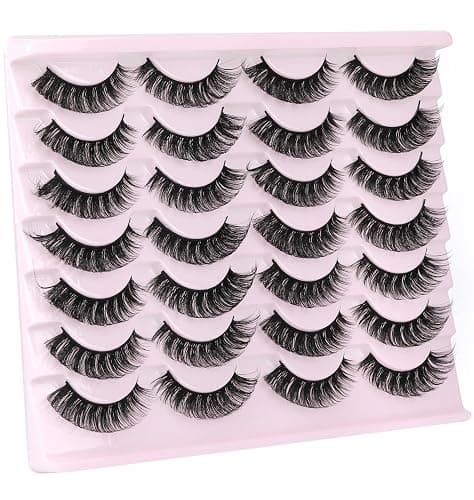 False Eyelashes Russian Strip Lashes Volume Fake Eyelashes Extension D-Curly Wispy Handmade Soft Reusable 14 Pairs Lashes Pack thumbnail 3