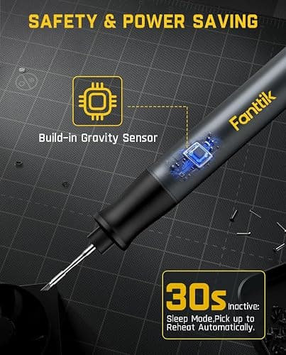 Fanttik T1 Max Soldering Iron Kit, Cordless Soldering Iron, 7 Seconds Fast Heating(390°F-840℉), Auto Sleep, 4 Precision Soldering Tips(C210), 360° Swivel Stand, Soldering Iron for Precision Repair thumbnail 7