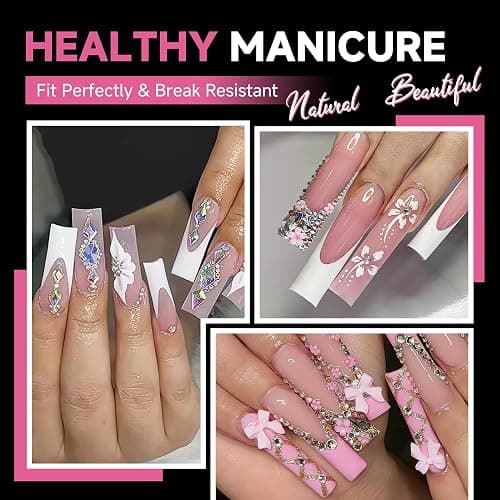 UNA GELLA Extra Long Sqaure Nail Tips, No C Curve Gel Nail Tips Square | Pre Etched XXL Long Straight Press on Nails Clear Acrylic Full Cover for Nails Extension Art DIY Salon 120Pcs 12 Sizes thumbnail 8