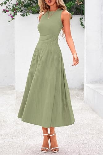 PRETTYGARDEN Spring Casual Dresses for Women 2025 Summer Business Work Midi Sleeveless A Line Pleated Cocktail Dress thumbnail 5