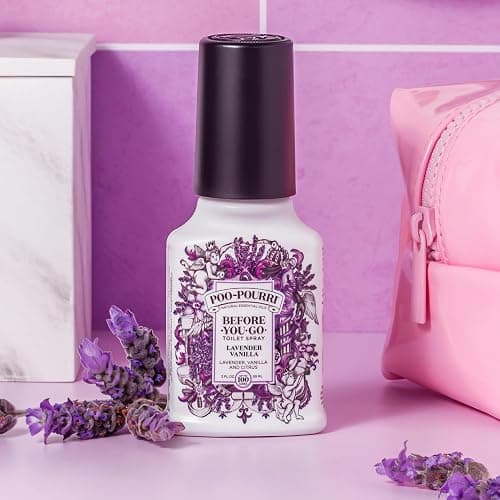 Poo-Pourri Before-You-Go Toilet Spray, Lavender Vanilla, 2 Fl Oz, Up to 100 Uses, Bathroom Odor Deodorizer with Essential Oils for Home or Work, Travel Essentials, TSA Approved Size thumbnail 2