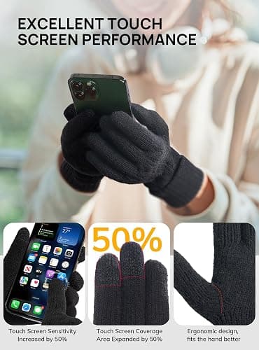 TRENDOUX Merino Wool Womens Winter Gloves Folding Cuffs Touchscreen Soft Skin-Friendly Jacquard Thin Knit Warm Glove thumbnail 4