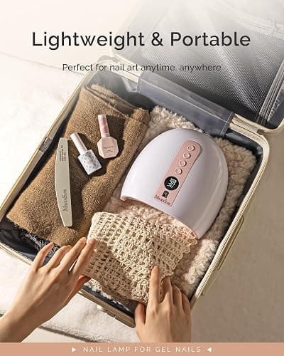 MelodySusie Cordless UV Nail Lamp with 3 Timers & Smart Sensor, P-Plus30G Rechargeable UV Light Cures All Gels, Especially Builder, Hard, Extension, Acrylic & Chrome Gel Polishes Pink thumbnail 8