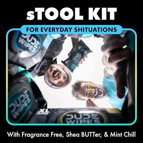 DUDE Wipes Flushable Wipes Variety sTOOL Kit Gift Set for Him - 9 Packs, 432 Total - Mint Chill, Shea Butter & Unscented - Sewer & Septic Safe thumbnail 4