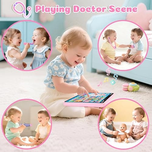 BainGesk Doctor Kit for Girls 3 Years Old, Doctor Tablet with Music & Sound, Pretend Play Doctor Set with Stethoscope, Doctor Dress Up Gifts for Kids Toddlers Ages 3-6 Years Old thumbnail 6