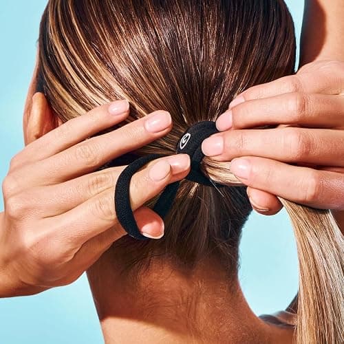 Gimme Beauty Medium Hair Bands Seamless Nylon - Low Profile Hair Accessory - Snag Free Tie for Firm, Lasting Hold - Soft, Non-Slip Ponytail Holder for Women - Cool Colors, 12-Pack thumbnail 5