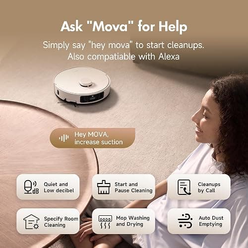 MOVA P10 Pro Ultra Robot Vacuum and Mop, 140°F Water Washing & Drying | 13,000Pa Suction, Dual Spinning Extenable Mop, 10.5mm Lifting for Carpet, 360°Obstacle Avoidance, Voice & App Control thumbnail 6