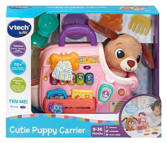 VTech Baby Cutie Puppy Carrier, Interactive Role-Play Toy with 6 Accessories, Light-up Buttons with Music, Sounds & Phrases, Gift for Babies 9, 18, 24 months + thumbnail 3