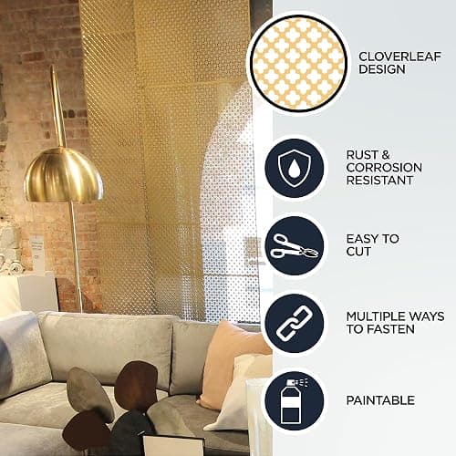 M-D Building Products 56016 Aluminum Cloverleaf Sheet - for Interior/Exterior Design, Stylish, Lightweight, Corrosion-Resistant, Easy to Mold and Trim (12 in. x 24 in. x .020 in.) (Brass) thumbnail 3