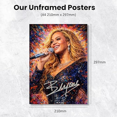Beyonce Signed Poster Print - Art Styled Limited Edition Autograph Reproduction – Music Fan Gift, Home Wall Art Decor, Collectible Memorabilia (A4 Unframed) thumbnail 2