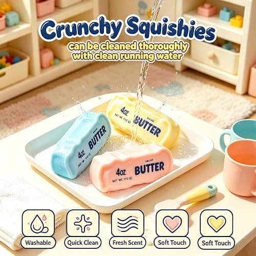 Crunchy Butter Squishy, Slow Rising Squishy Toys ASMR Squishy Crunchy | Crunchy Squishies Shaped Sensory crunchy butter, Pink Anxiety Relief Fidget Toys, Portable Desk Gifts Teens & Adults thumbnail 6