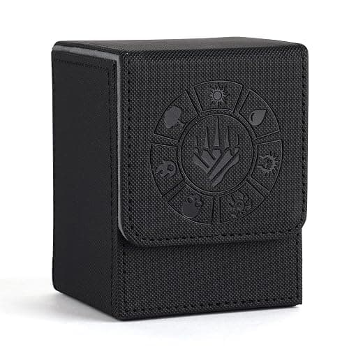 Arkeiliy Card Deck Box, 110+ Storage MTG Deck Box with 50 Pcs Card Sleeve, Collectible Trading Card Cases for Magic Commander and More (Black) - Black - Image 1