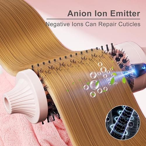 K&K Thermal Brush for Blowout Look, 1 1/2 Inch Ionic Heated Round Makes Hair Smoother, Dual Voltage Thermal Round Brush Get Natural Curls, Easy to Use, Rose Pink thumbnail 2