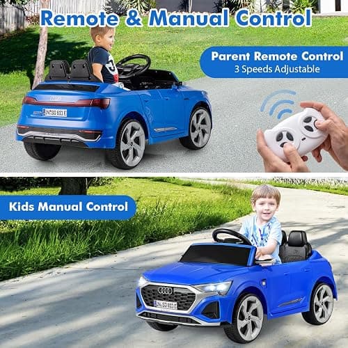 Licensed Audi SQ8 Ride on Car by INFANS, Battery Powered Electric Vehicle for with Remote Control, Adjustable Music, LED Lights, Suspension, Driving Toy Gift for Kids Toddler Age 3+ (Blue) thumbnail 6
