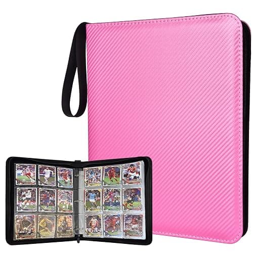 ULLTOON Portable 9-Pocket Trading Card Binder, Holds 1080 Cards | with 60 Removable Sleeves Baseball Card Binder, Compact Card Album Organizer for Game & Sports Cards, Pink Color - Image 1
