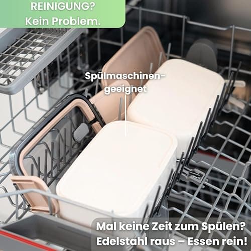 FRADABOX® Bento Lunchbox „Taylor“, 2 Etagen mit Fächern, Premium Edelstahl, BPA-freie Brotdose mit Besteck ideal für unterwegs, Meal Prep Bento Box für Erwachsene auslaufsicher und mikrowellengeeignet thumbnail 5