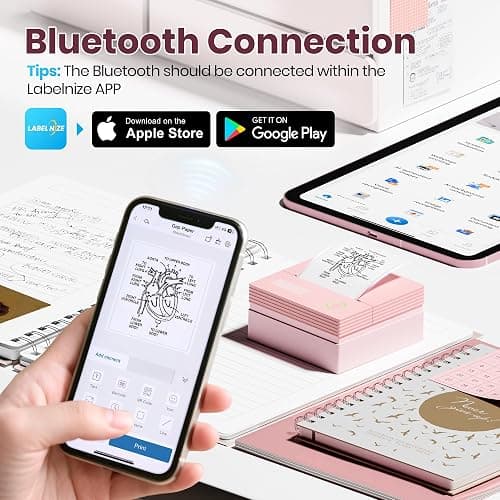 ETIKEZ Sticker Printer, PM290C Portable Mini Printer, Inkless Bluetooth Sticker Maker with 3 Rolls Paper, Impresora Portátil for Notes, Journal, DIY, Gift, Print Pod for School/Office/Home, Pink thumbnail 2