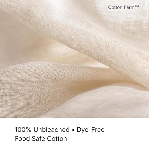 Cotton Farm Grade 100 Cheese Cloths for Straining & Cooking, 18 × 18 Inch, 100% Unbleached Cotton Cheesecloth, Butter Muslin, Finished Edge, Reusable & Pre-Washed thumbnail 6