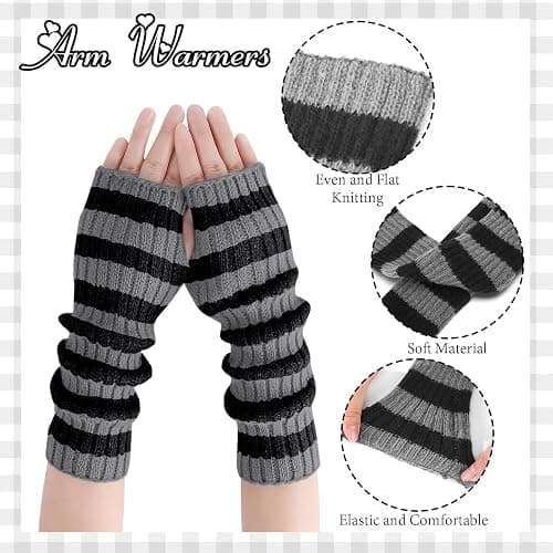 JATEBI Y2k Striped Leg Warmers Arm Warmers for Girls Women Leg Socks Arm Sleeve Y2K Sunglasses Star Hair Clips Goth Lolita Grunge Accessories thumbnail 3