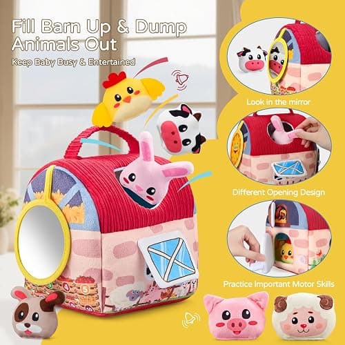 Vanvimen Baby Girl Toys 6-12 Months, Surprise Barn with 12 PCS Stuffed Farm Animals, Montessori Sensory Developmental Learning Toys for 6-12 Months, Ideals 6 7 8 9 Month Old Baby Boy Girl Gifts Toy thumbnail 5