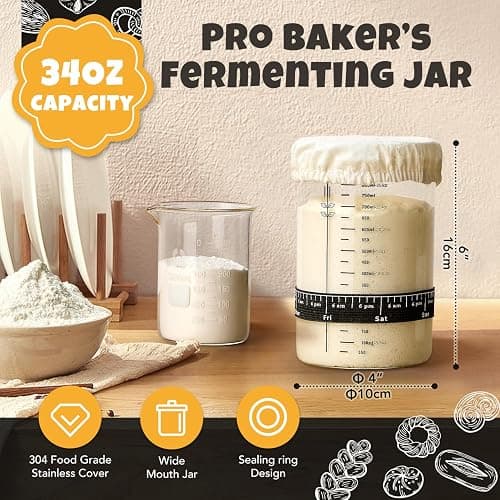 Sourdough Bread Baking Supplies, Sourdough Starter Kit with scale, Starter Jar, Bread Making Tools Kit, Sour Dough Kit Tools, Sourdough Proofing Basket, Sourdough Kit Gifts for Bakers Women Wife Mom thumbnail 3