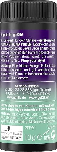 Got2B Schwarzkopf Powder'ful Unisex Root Hair Styling Powder, For Instant Volume and Root Boost, Vegan, 10g thumbnail 8
