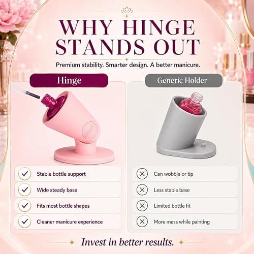tweexy Hinge Untippable Nail Polish Bottle Holder | Anti-Spill Nail Polish Holder Stand, Tilted, IntelliStick Airlock Suction | Fingernail Painting, Nail Art Tools | Nail Polish Accessories (Blush) thumbnail 5