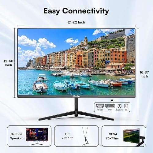 Sealan 24 Inch Computer Monitor, FHD 1080P 100Hz VA Display with Built-in Speaker, HDMI DisplayPort, FreeSync HDR10, 98% sRGB, VESA Mountable Monitor for Home Office Gaming thumbnail 7