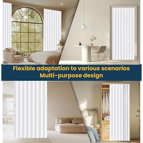 AJAZZ 100% Blackout Magnetic Door Curtain Patio Door Curtain Invisible Folding Door for Bedroom Living Room Accordion Doorway Curtains Sets Included Tracks (1Panel, 43W x 79 L, White) thumbnail 7
