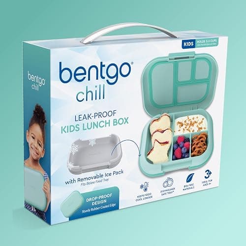 Bentgo Chill Kids Leakproof Lunch Box - 4-Compartment Bento Box with Built-In Ice Pack, 3.3 Cup Capacity, BPA-Free, Microwave & Dishwasher Safe Tray, Ages 3–7 (Aqua) thumbnail 9