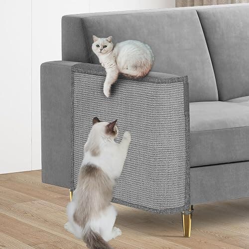 Cat Scratch Couch Protector,23.6" L*19.6" W Scratching Furniture Protector Pad,Cat Scratch Sofa Arm Sheild with Grey Natural Sisal for Protecting Couch Sofa Chair Furniture (Grey/Right Hand) thumbnail 7