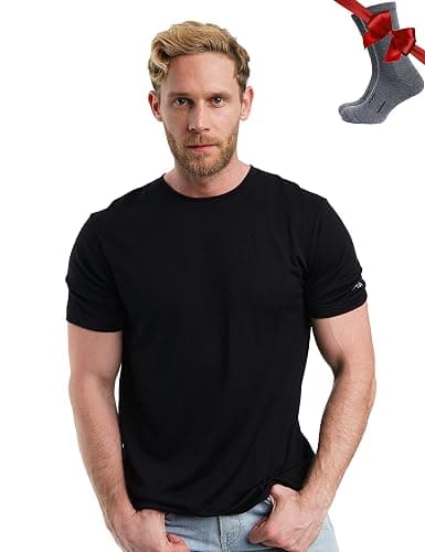 Merino Wool T-Shirt Mens - Merino Wool Undershirt Thermal Shirt for Men and Hiking Socks - Image 1