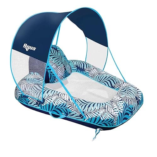 Aqua Pool Chair Float for Adults – Zero Gravity Pool Floats – Multiple Colors/Shapes/Styles – for Adults and Kids Floating - Zero Gravity Pool Chair w/ Canopy